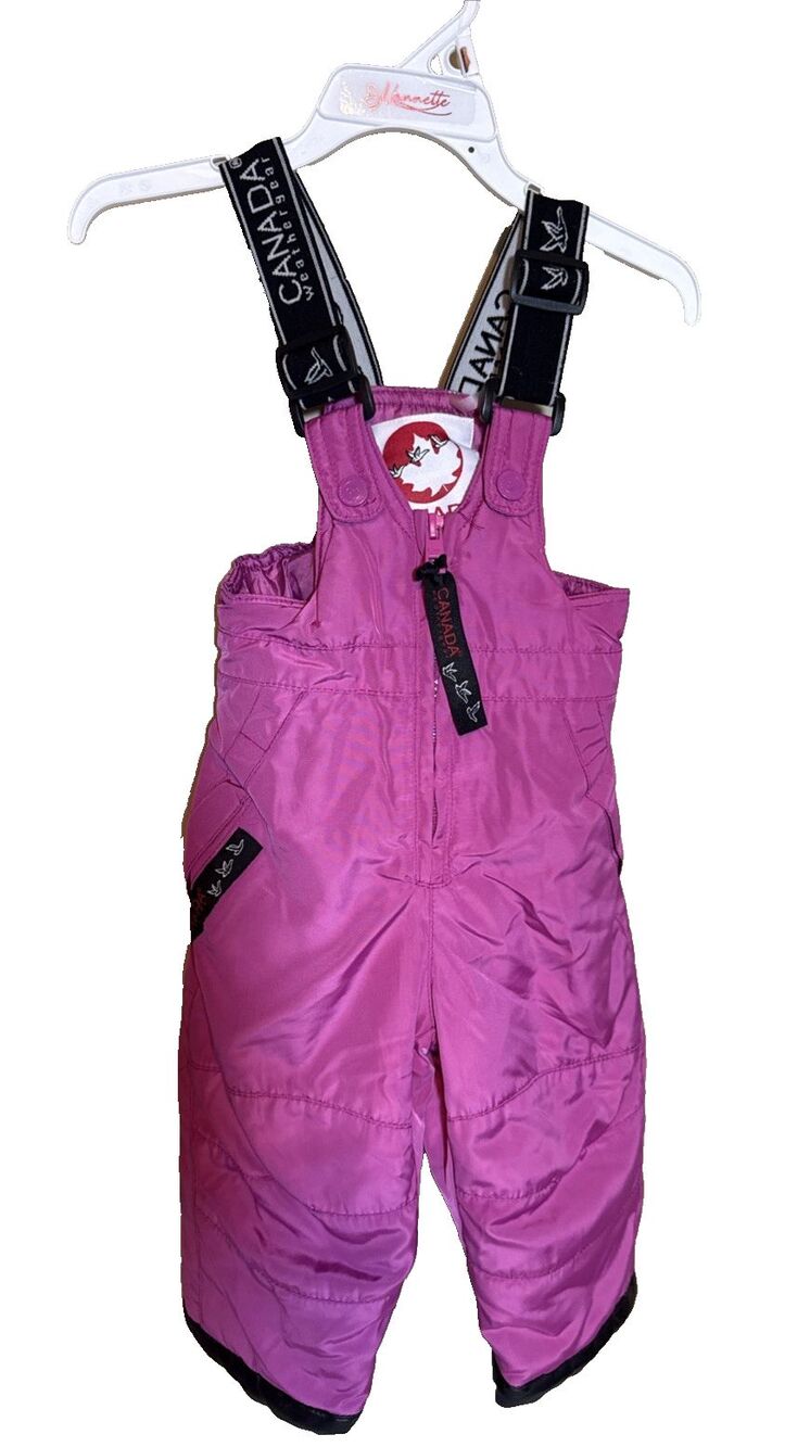 12m Canada Weatherproof Pink Snow Bib Adjustable Straps Winter Baby Girl 1013